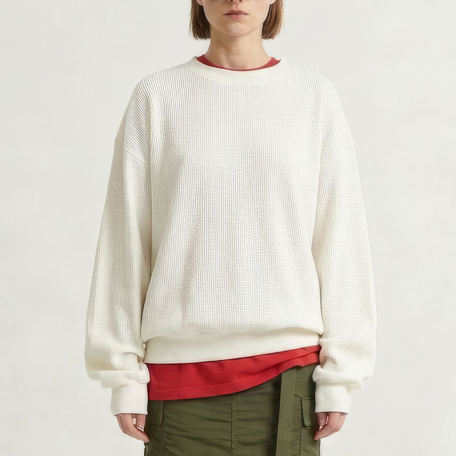 Acrylic Wool Thermal Shirt ホワイト