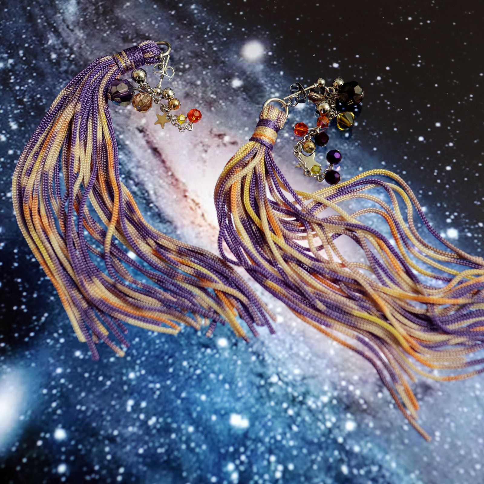 「TEO 星雲染めビーズ」ピアス【La cosmologie de sachikoism】