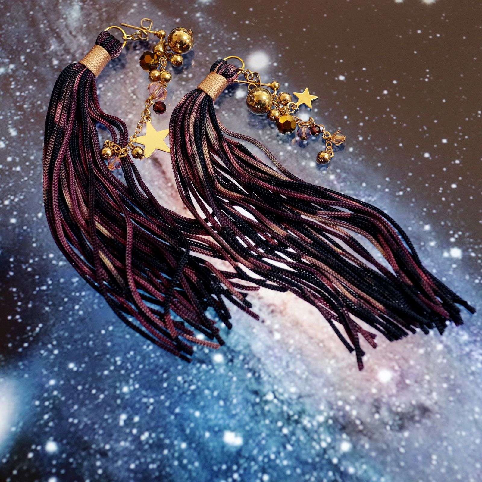 「TEO 星雲染めビーズ」ピアス【La cosmologie de sachikoism】