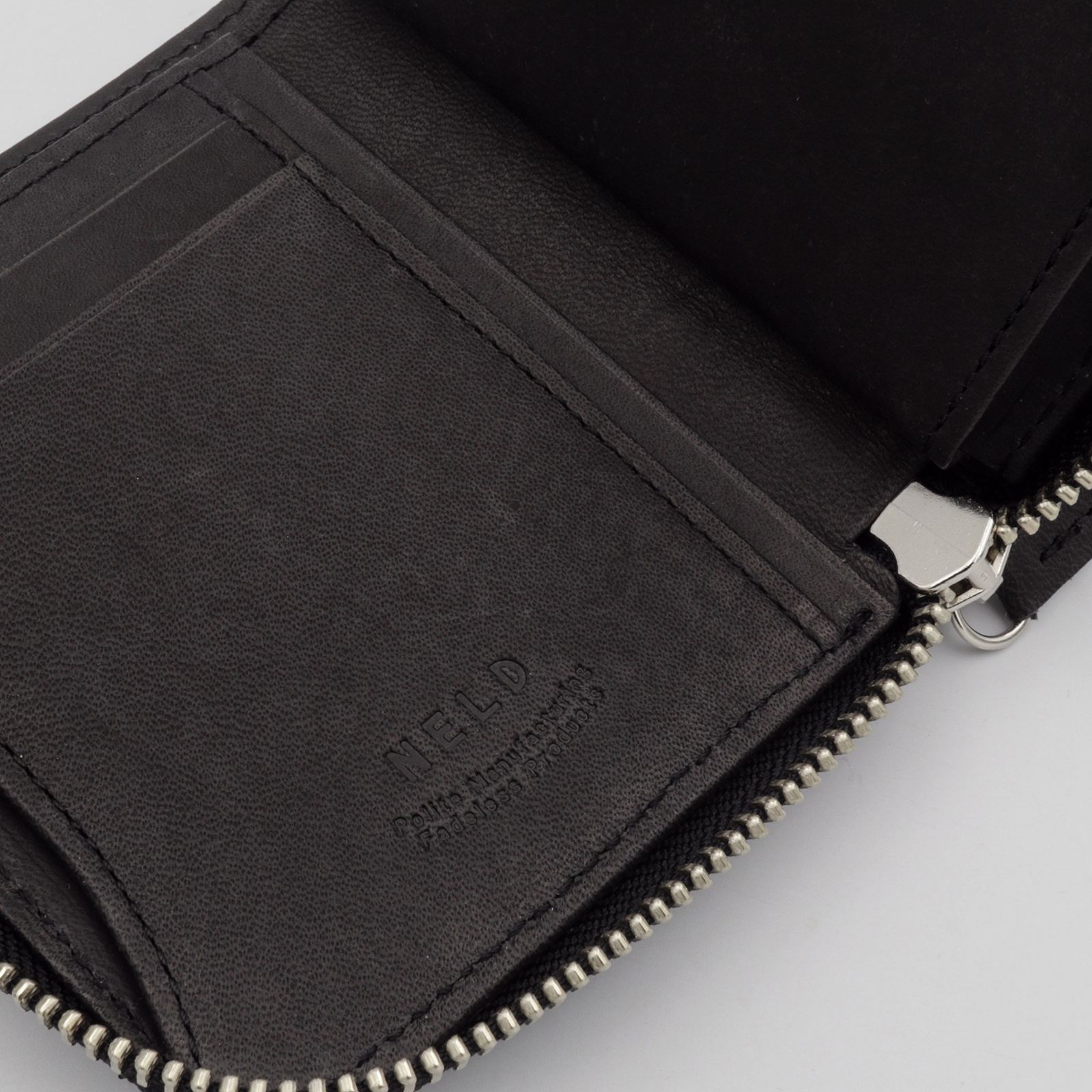 HEBI」Lファスナーコンパクト財布 ブラック