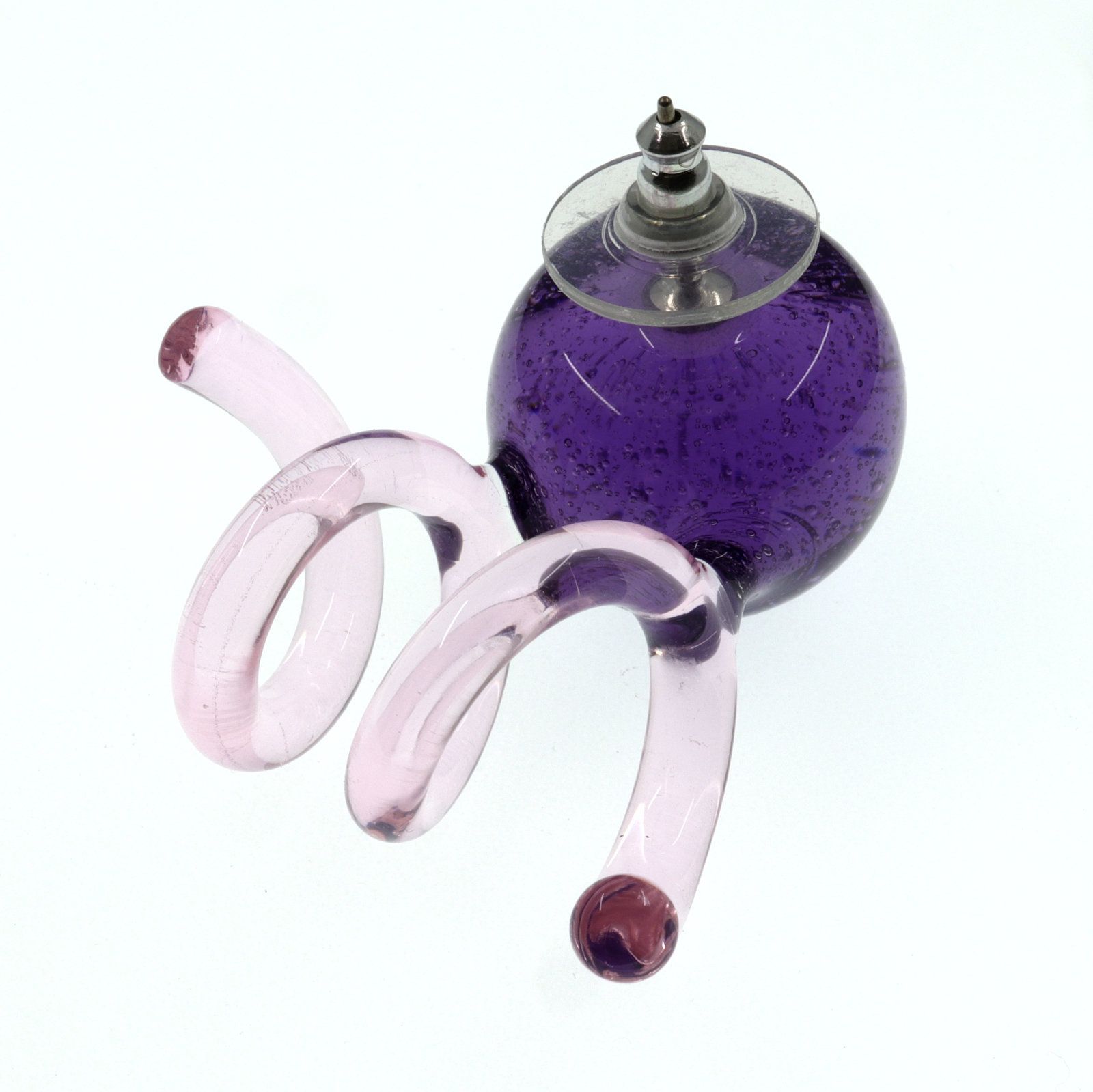 「New Spiral Glass」ピアス(片耳) パープル×ピンク