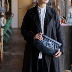 Sロゴ がま口クラッチ ネイビー 1950s フランス