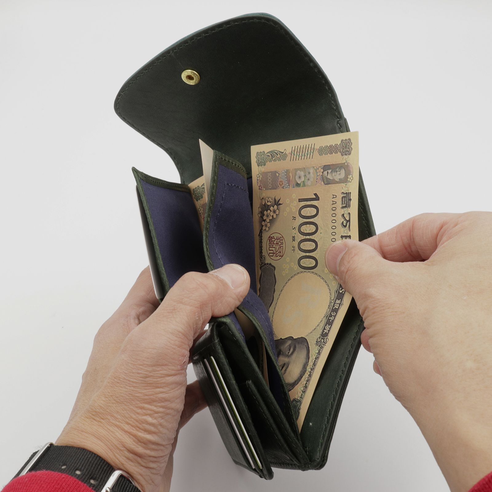 「PUFU」ミドル財布 グリーン