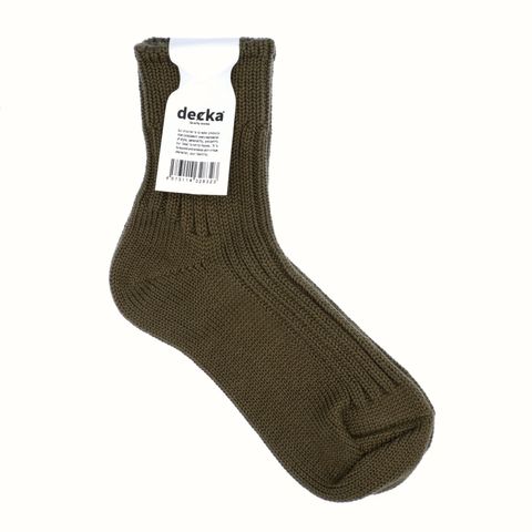 Low Gauge Rib Socks Short Length オリーブ