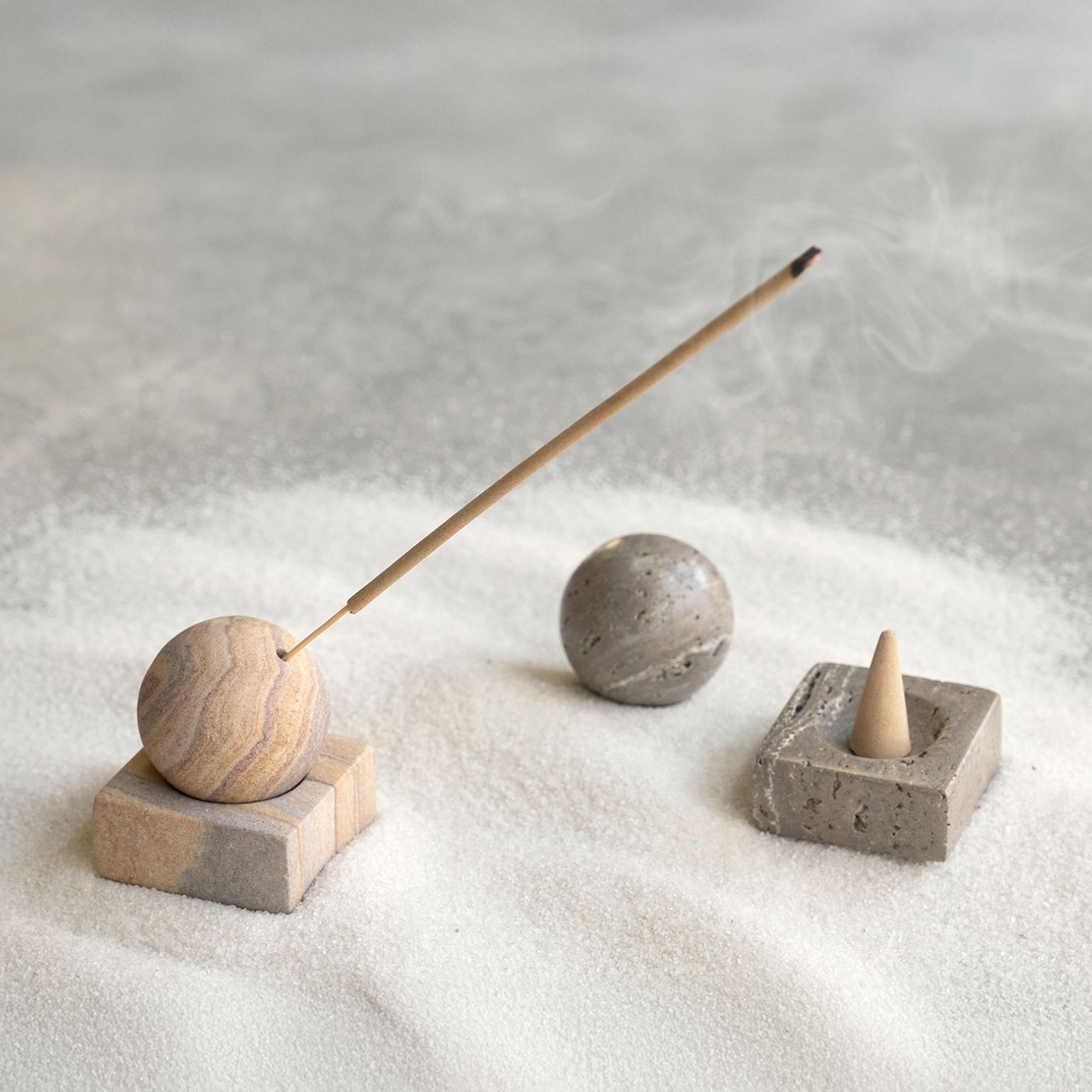 STONE INCENSE HOLDER Marble Green