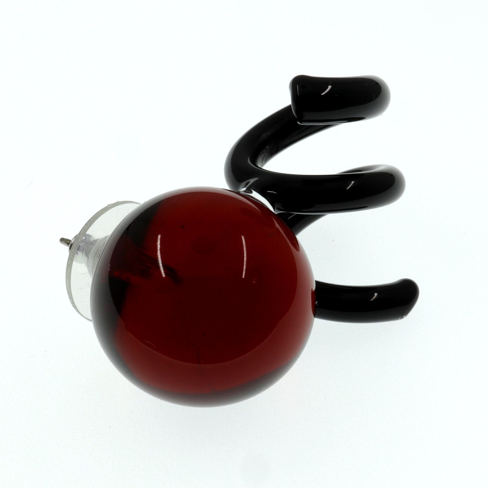 「New Spiral Glass」ピアス(片耳) アンバー×ブラック