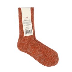 Heavyweight Glitter Ribbed Socks オレンジ×シルバー 靴下
