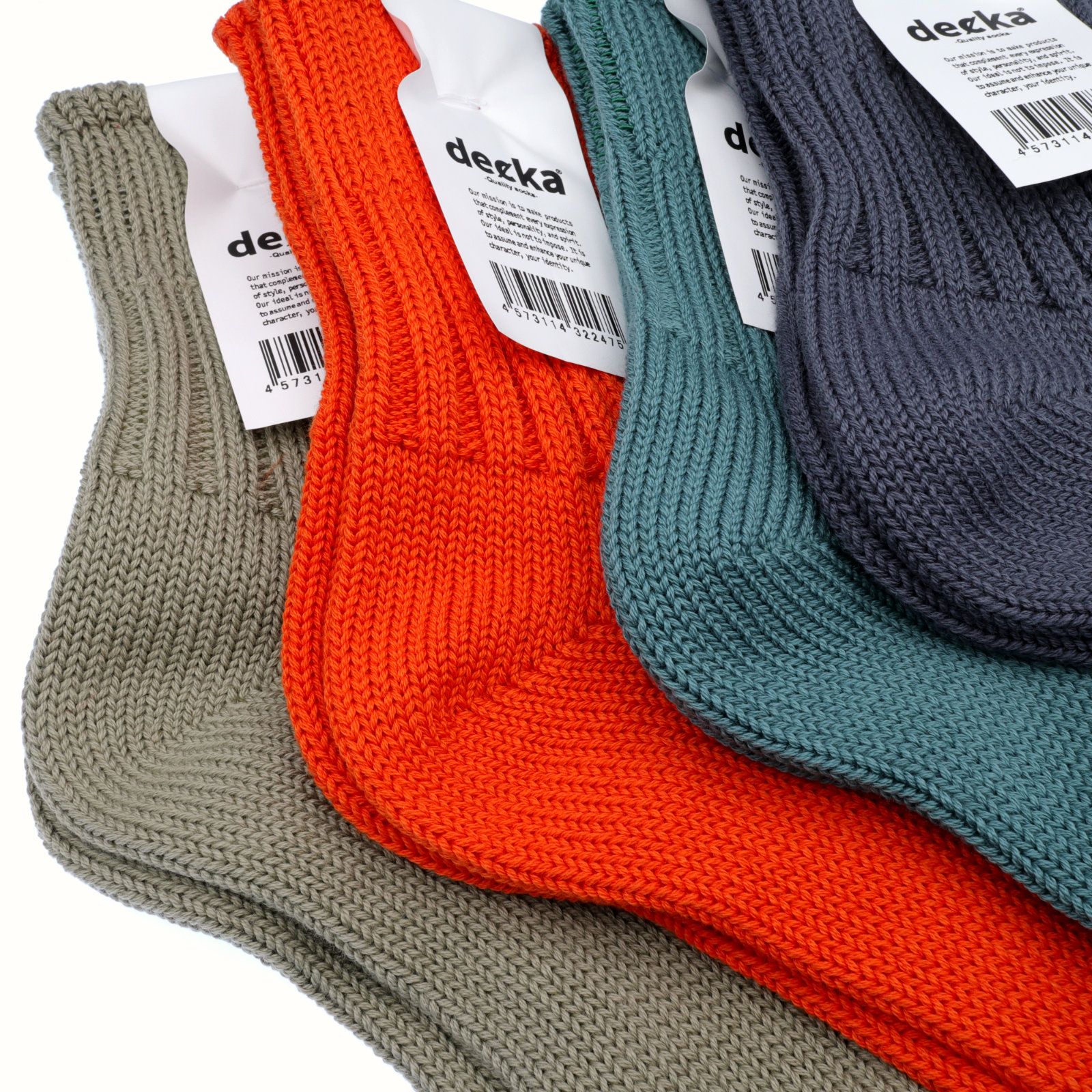 Low Gauge Rib Socks Short Length カーキ