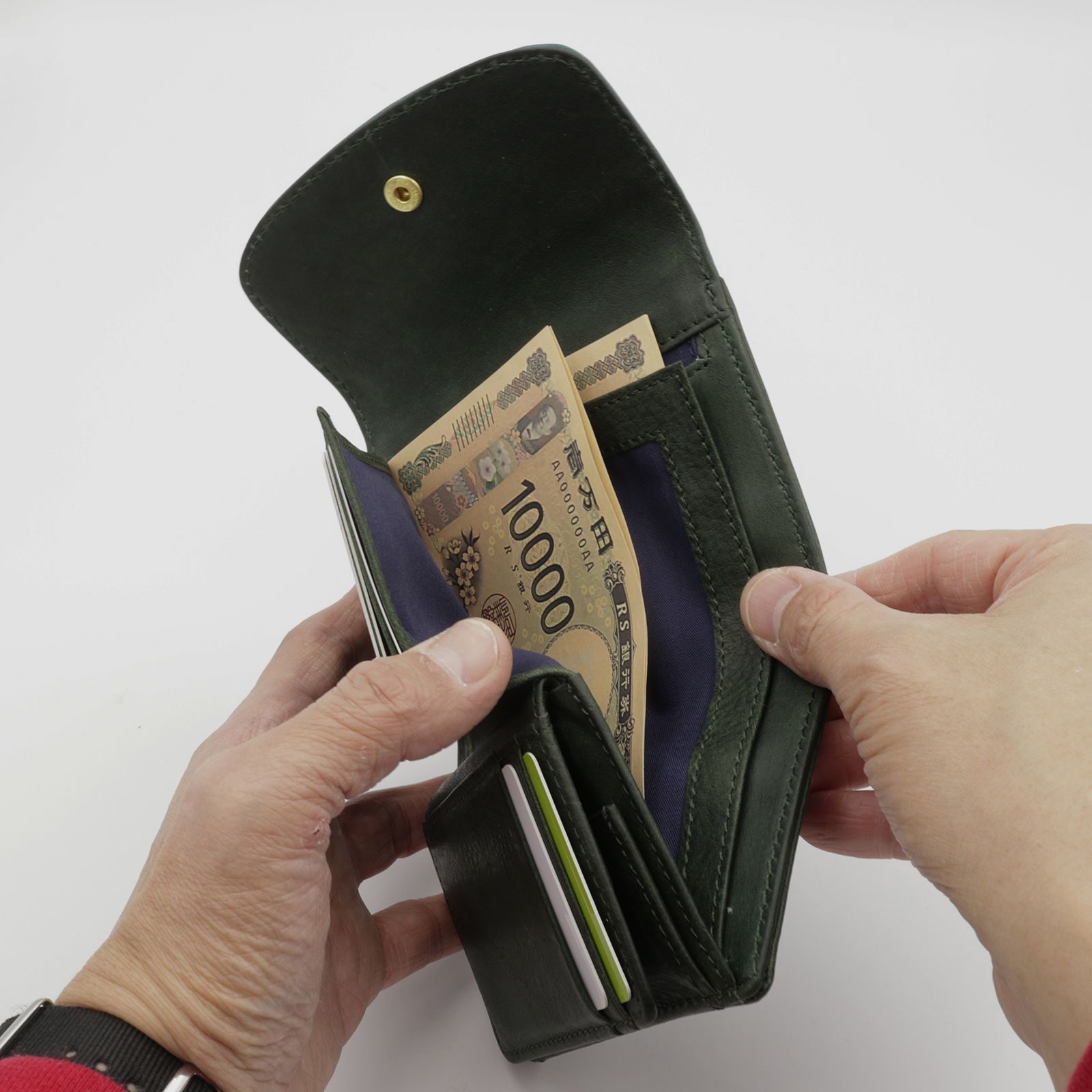 「PUFU」ミドル財布 グリーン