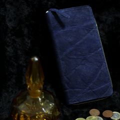 「ZOU」ラウンド長財布/ネイビー