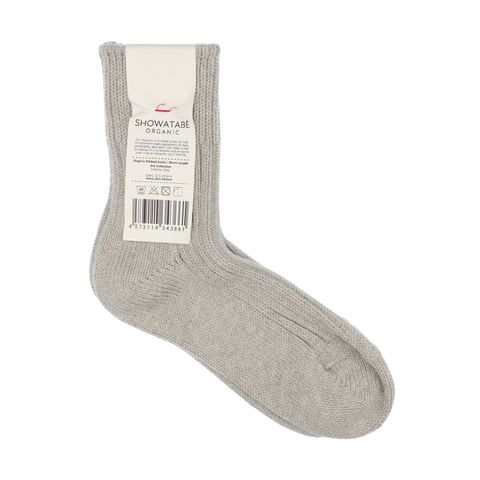 Organic Ribbed Socks Short Length ヘザーグレー 靴下