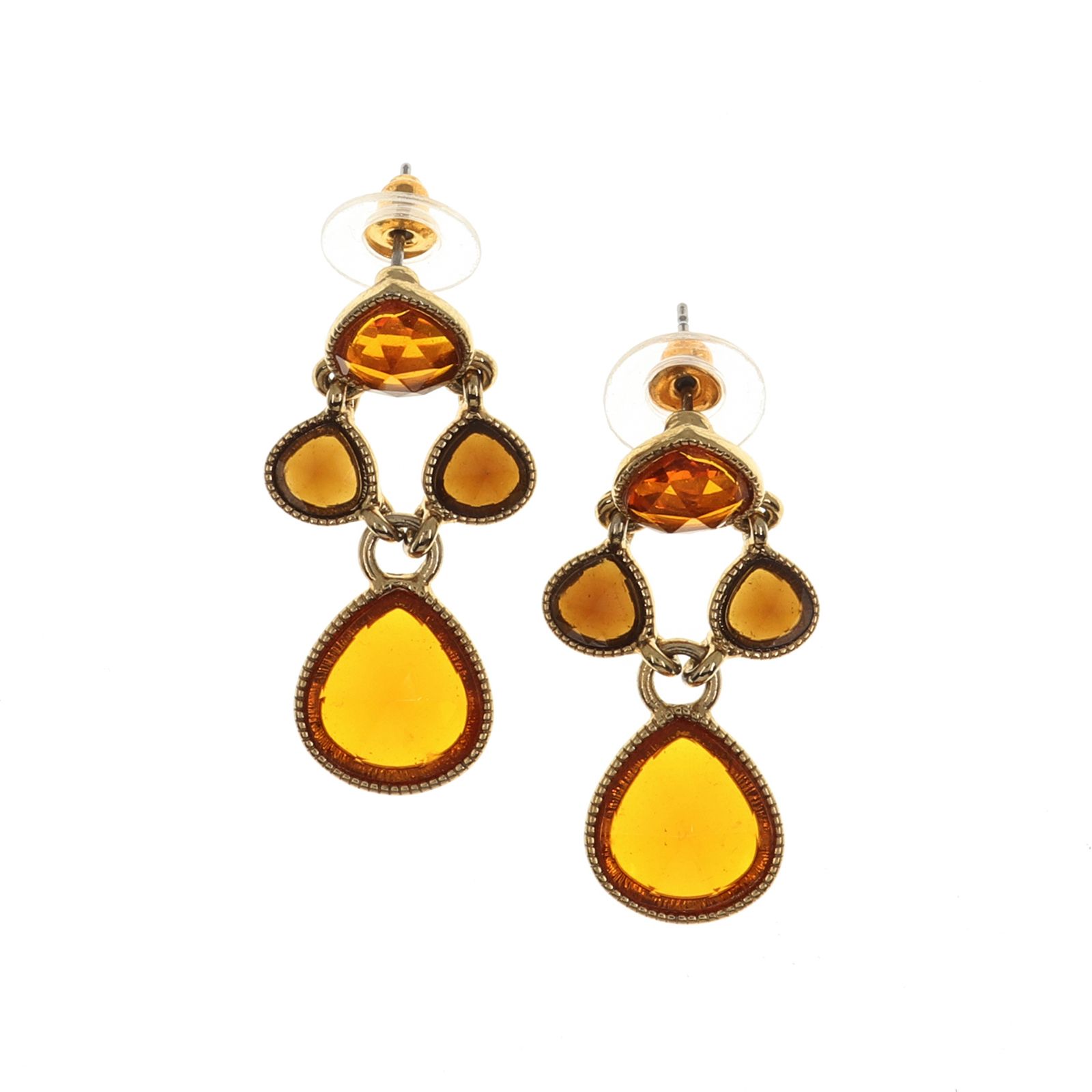 「アンバーアクリルカボション」ピアス ヨーロッパ