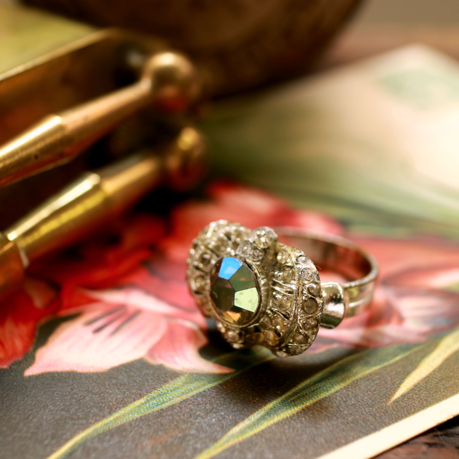 「70s ラインストーンカクテル」リング ヨーロッパ