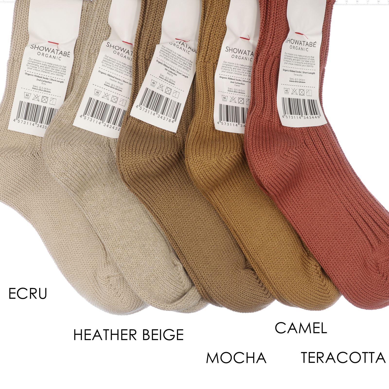 Organic Ribbed Socks Short Length エクリュ 靴下