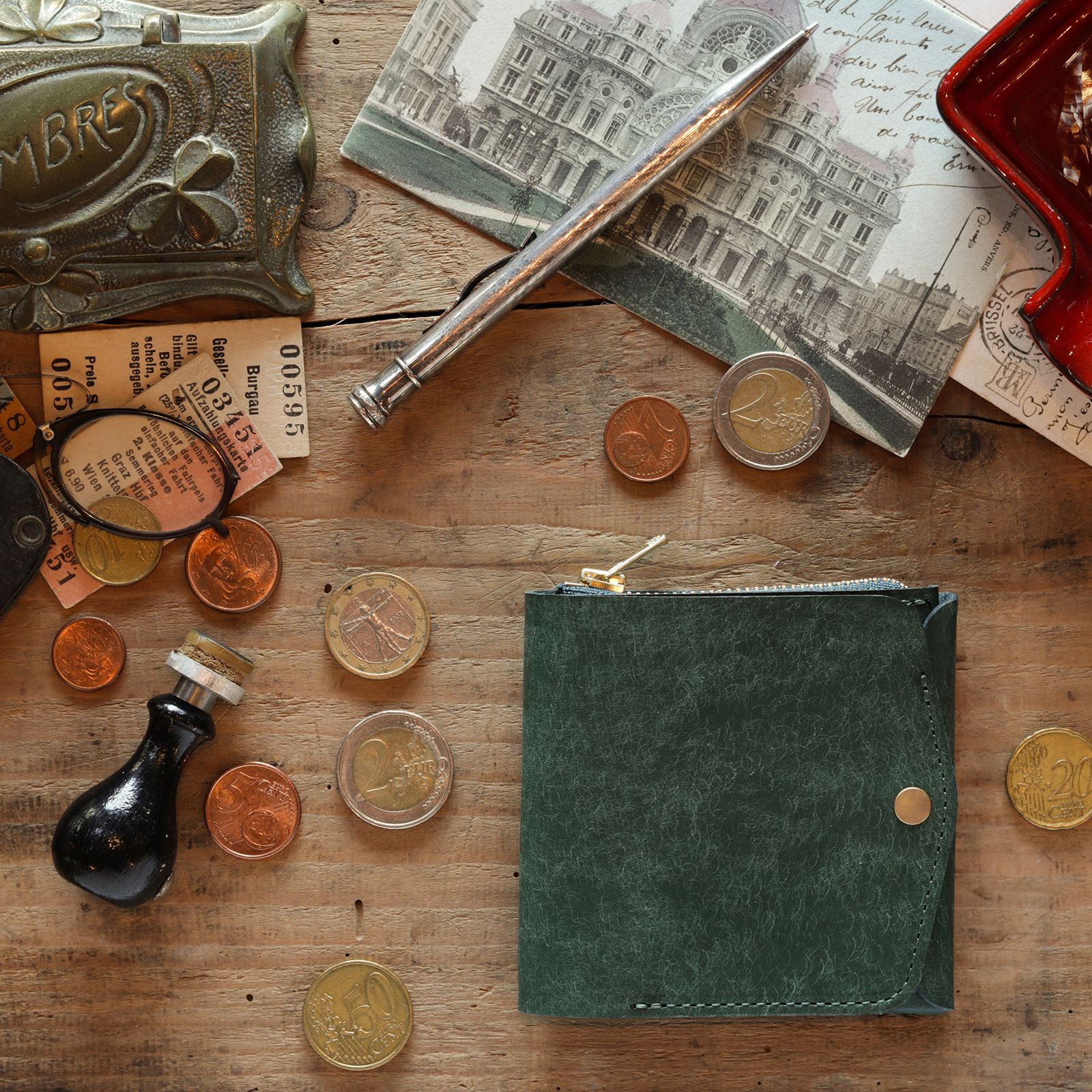 「小さく薄い財布SAKU ver.3 Pueblo プエブロ」ペトロリオ