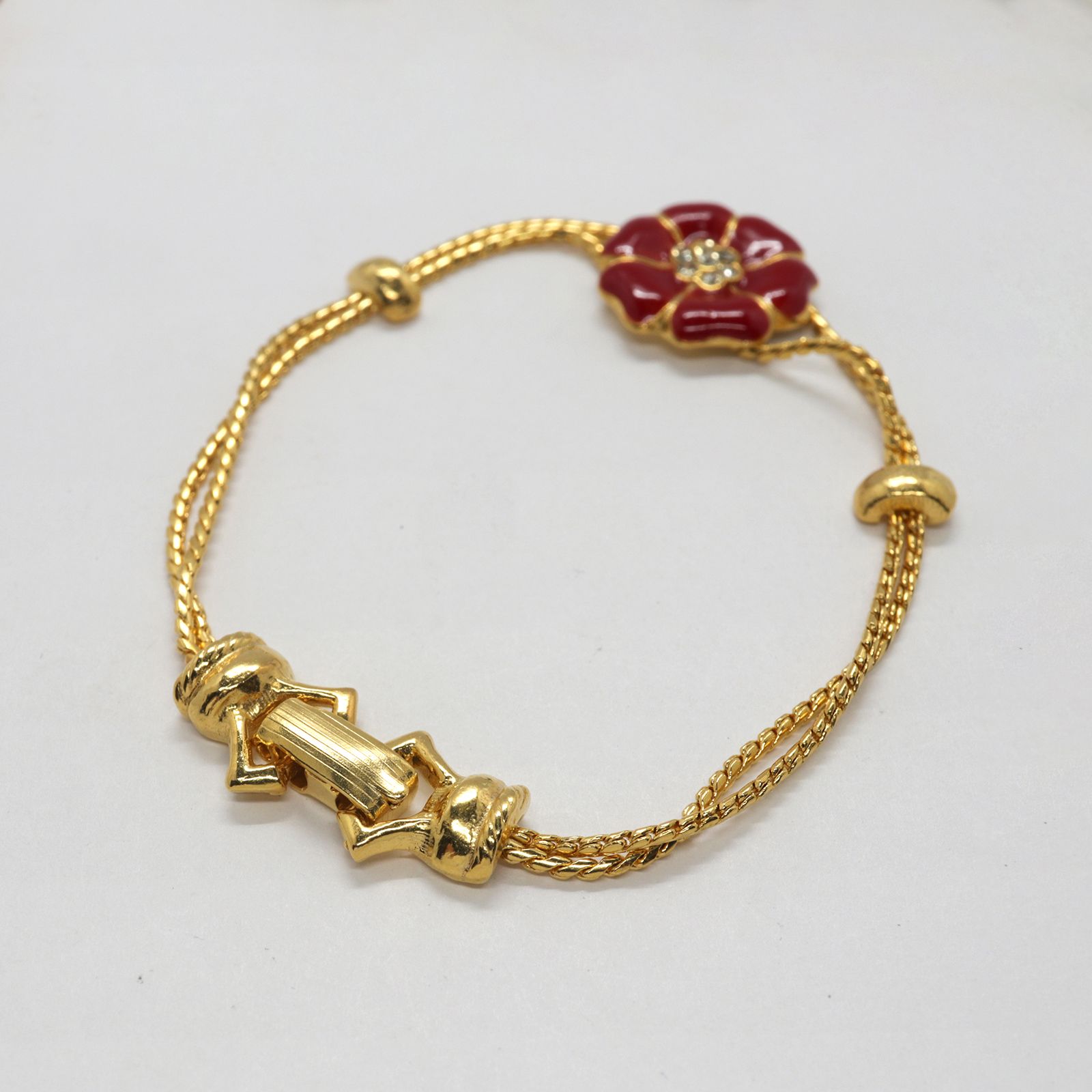 「エナメルフローラル red」ブレスレット ヨーロッパ Goldette デッドストック