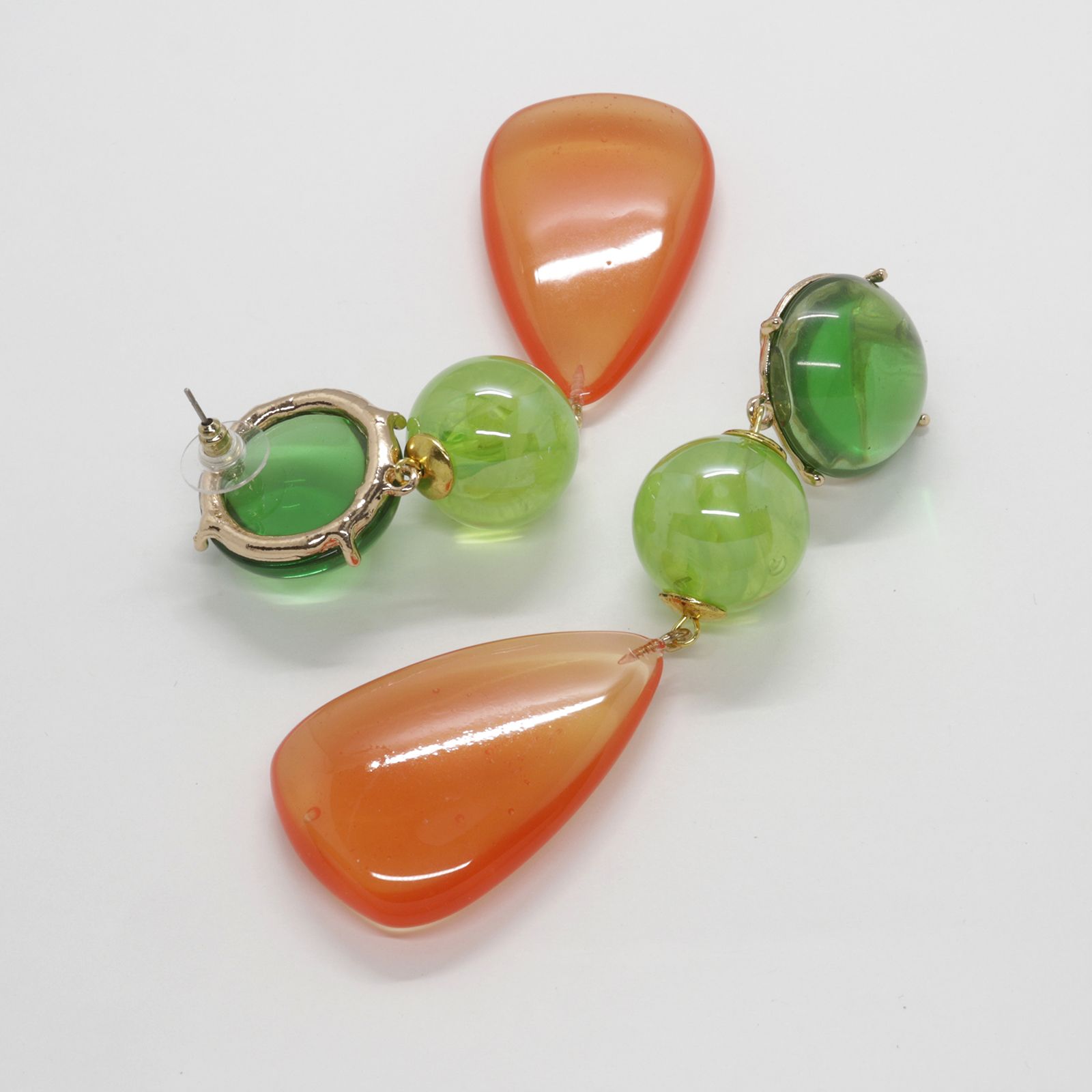 「トリプルシアードロップ」ピアス オレンジ