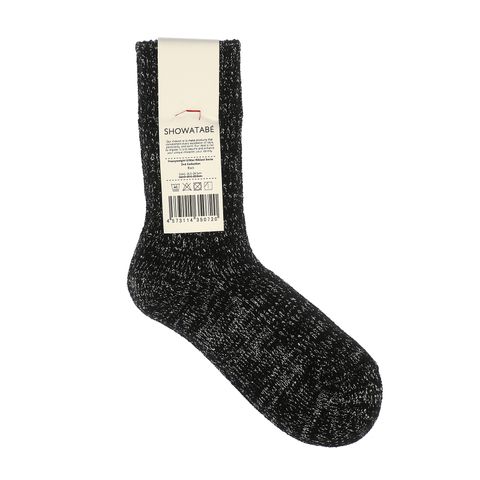 Heavyweight Glitter Ribbed Socks ブラック×シルバー 靴下