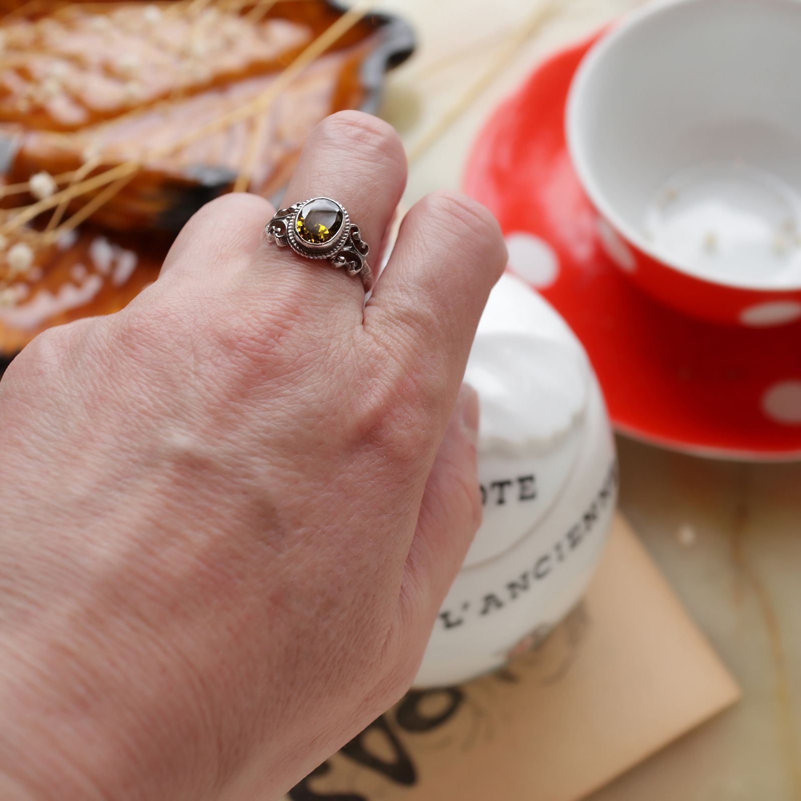 「イエローアラベスク」リング silver925 ヨーロッパ