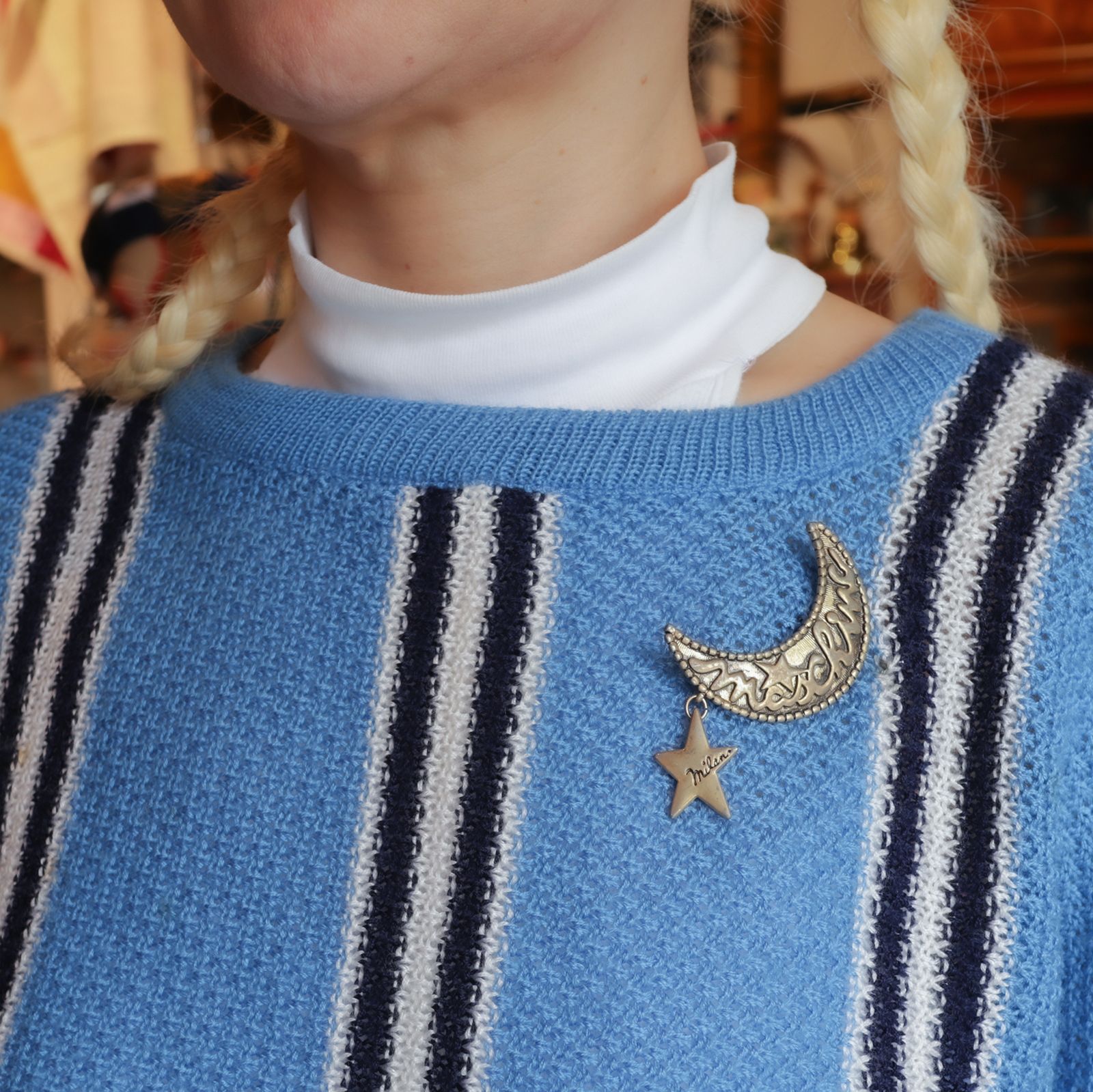 「クレセント&スイングスター」ブローチイタリア MOSCHINO