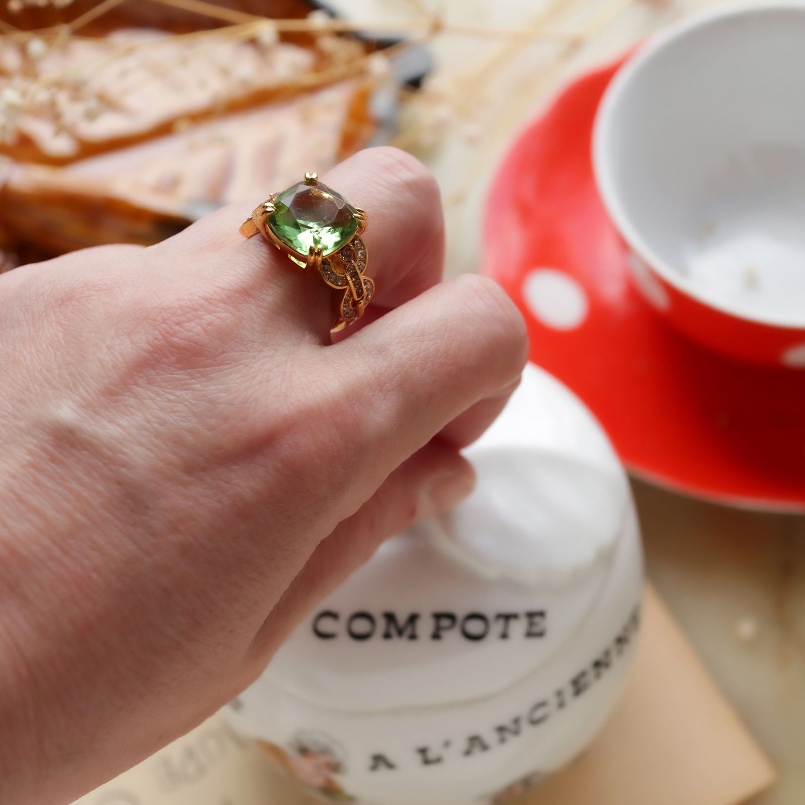 「グリーンアップルストーン」デッドストックリング イギリス