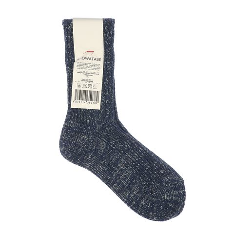 Heavyweight Glitter Ribbed Socks ブルー×シルバー 靴下