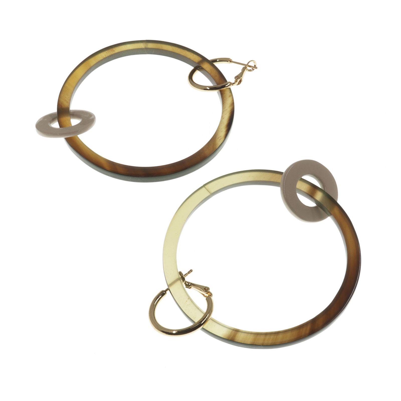 「L&Sラッカーフープ」ピアス グリーン＆ベージュ