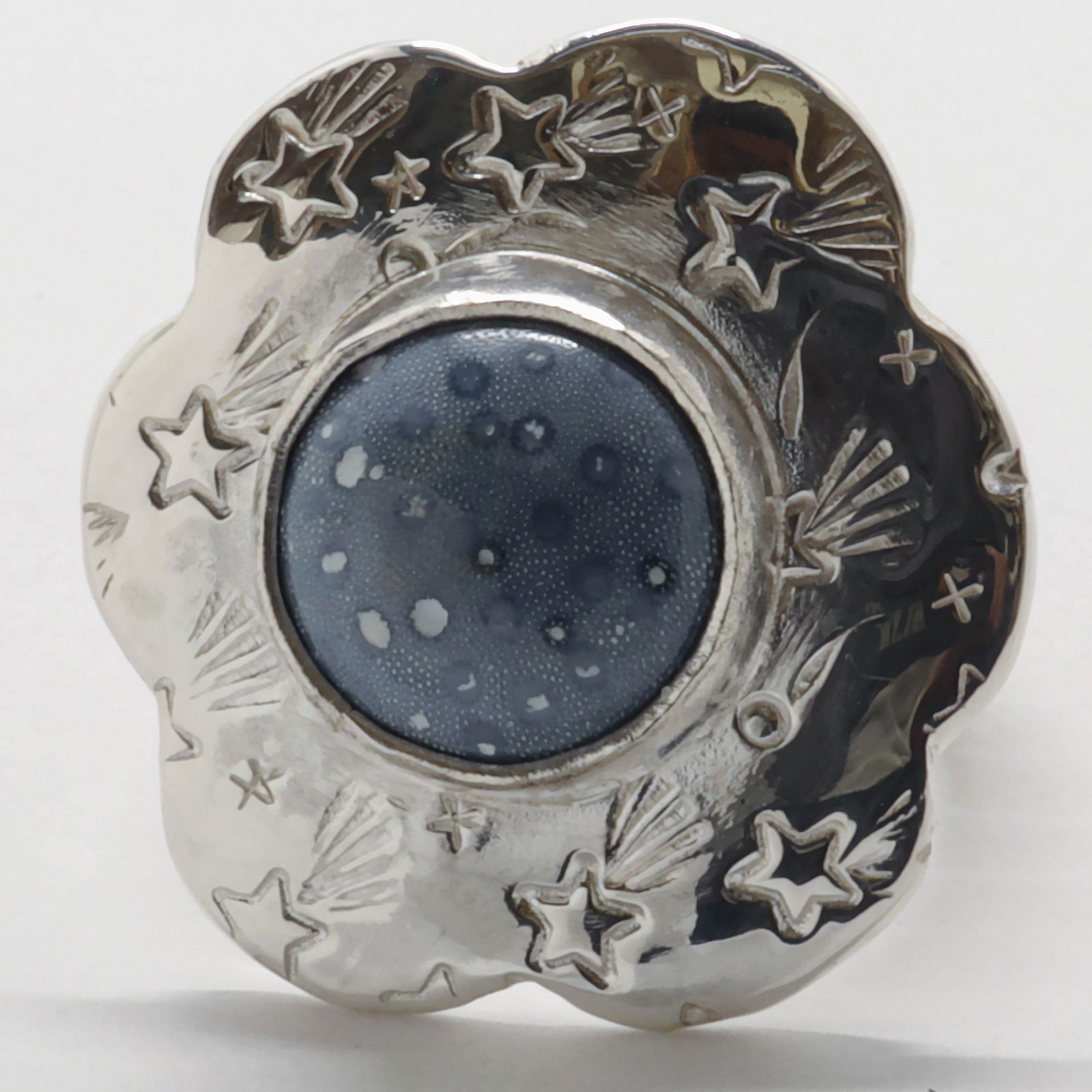 「Blue Sponge Coral Flower Ring」リング