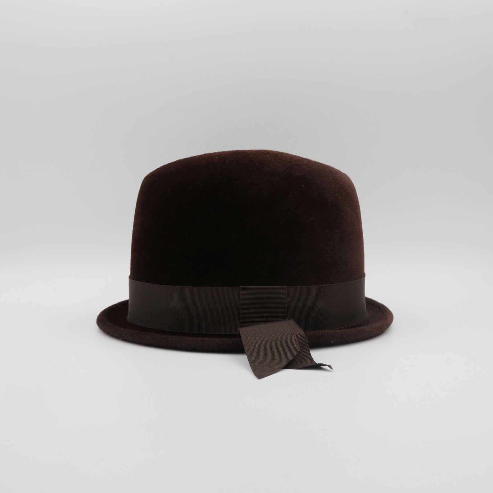 【送料無料対象外】サイドリボンハット ブラウン ベロア