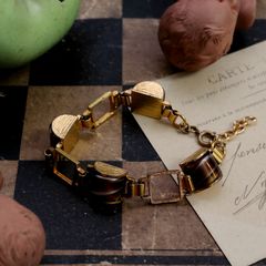 「70s アンバーマーブルガラス」ブレスレット フランス