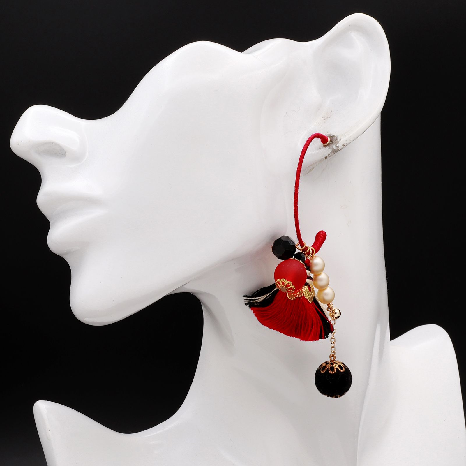 「Pamellah フープ」ピアス レッド【collection de couleurs de sachikoism】