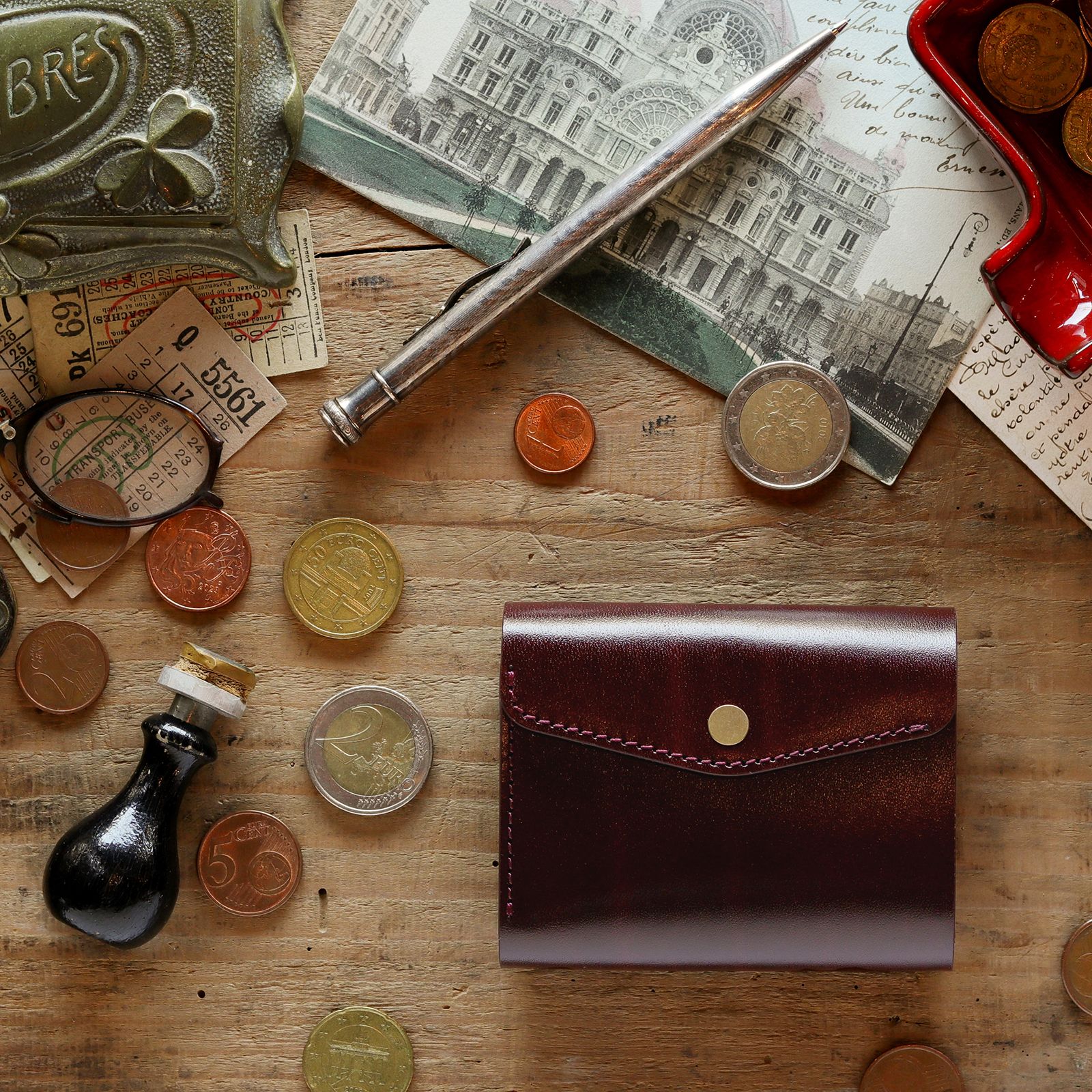 「三つ折りミニ財布PALUMO Rugato」wine