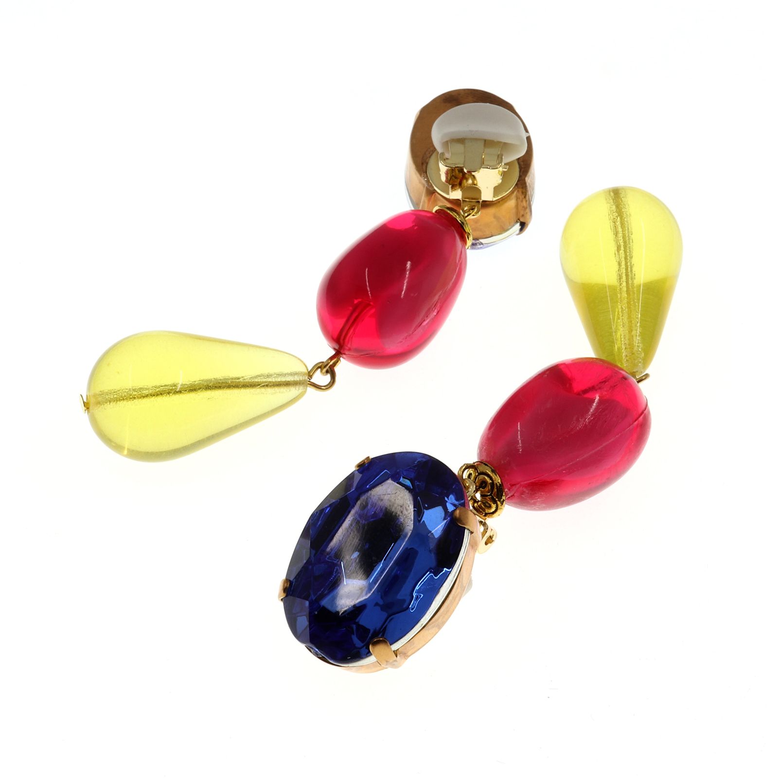 「カラフルドロップス」イヤリング イエロー×ピンク×ブルー