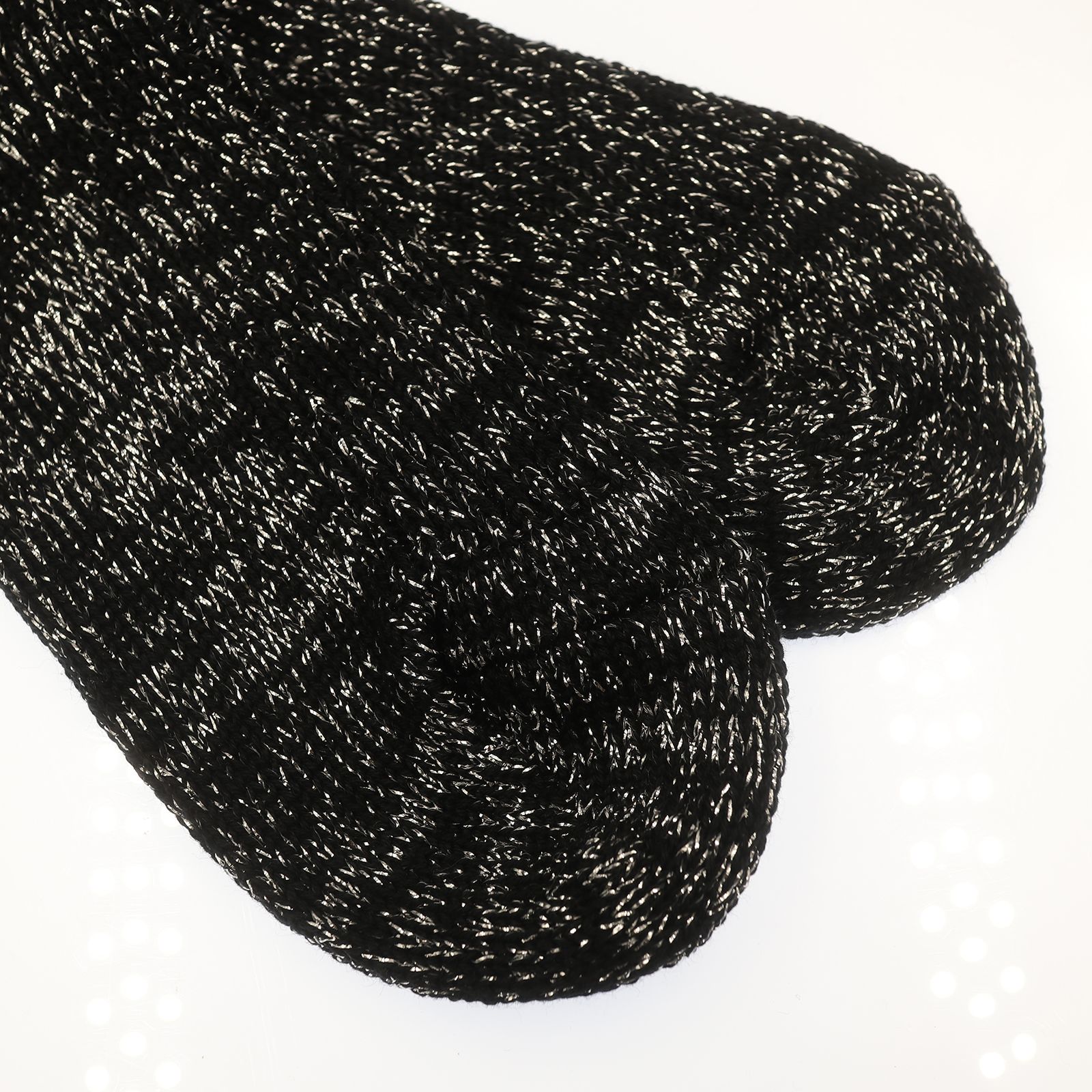 Heavyweight Glitter Ribbed Socks ブラック×シルバー 靴下