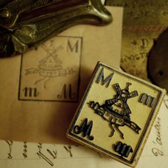「アルファベットM風車」 ヴィンテージスタンプ フランス40s