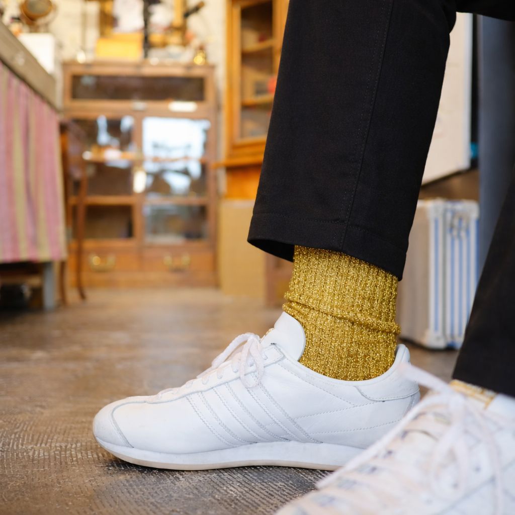 Glitter Ribbed Socks ブライトゴールド 靴下