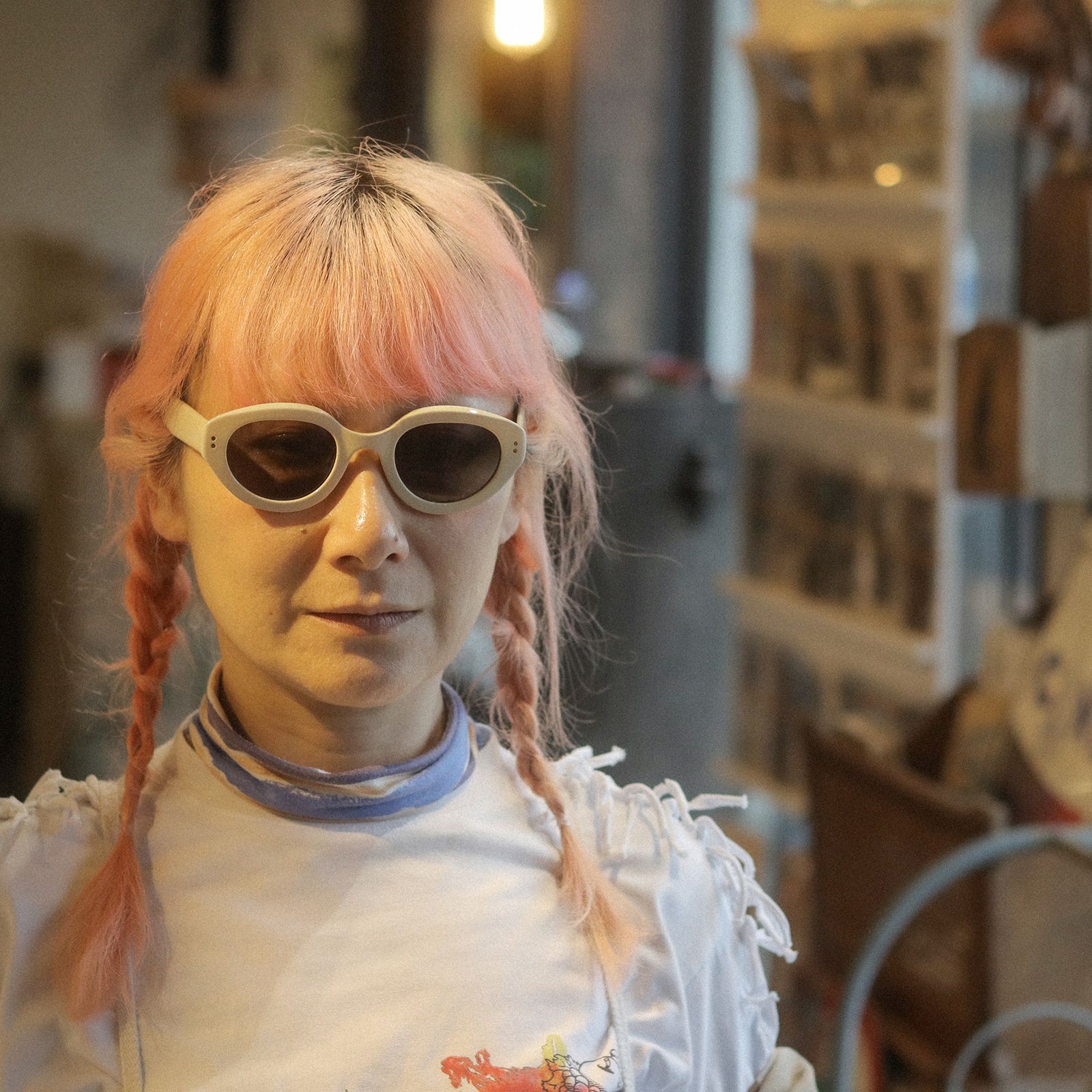 「Vanessa」Sunglasses Ivory × Gray Lens