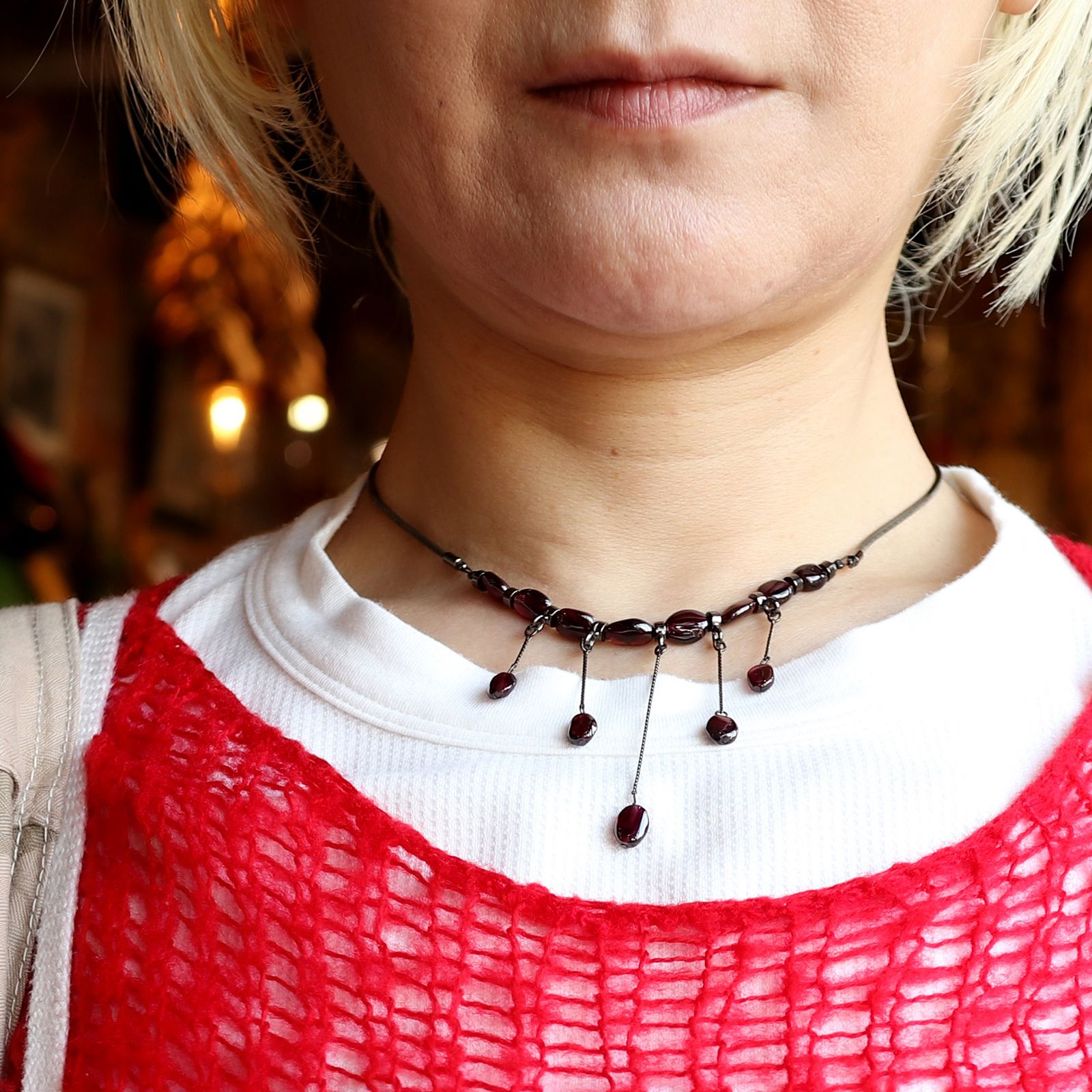 「スイングガーネット」ネックレス フランス CHRISTIAN AUJARD