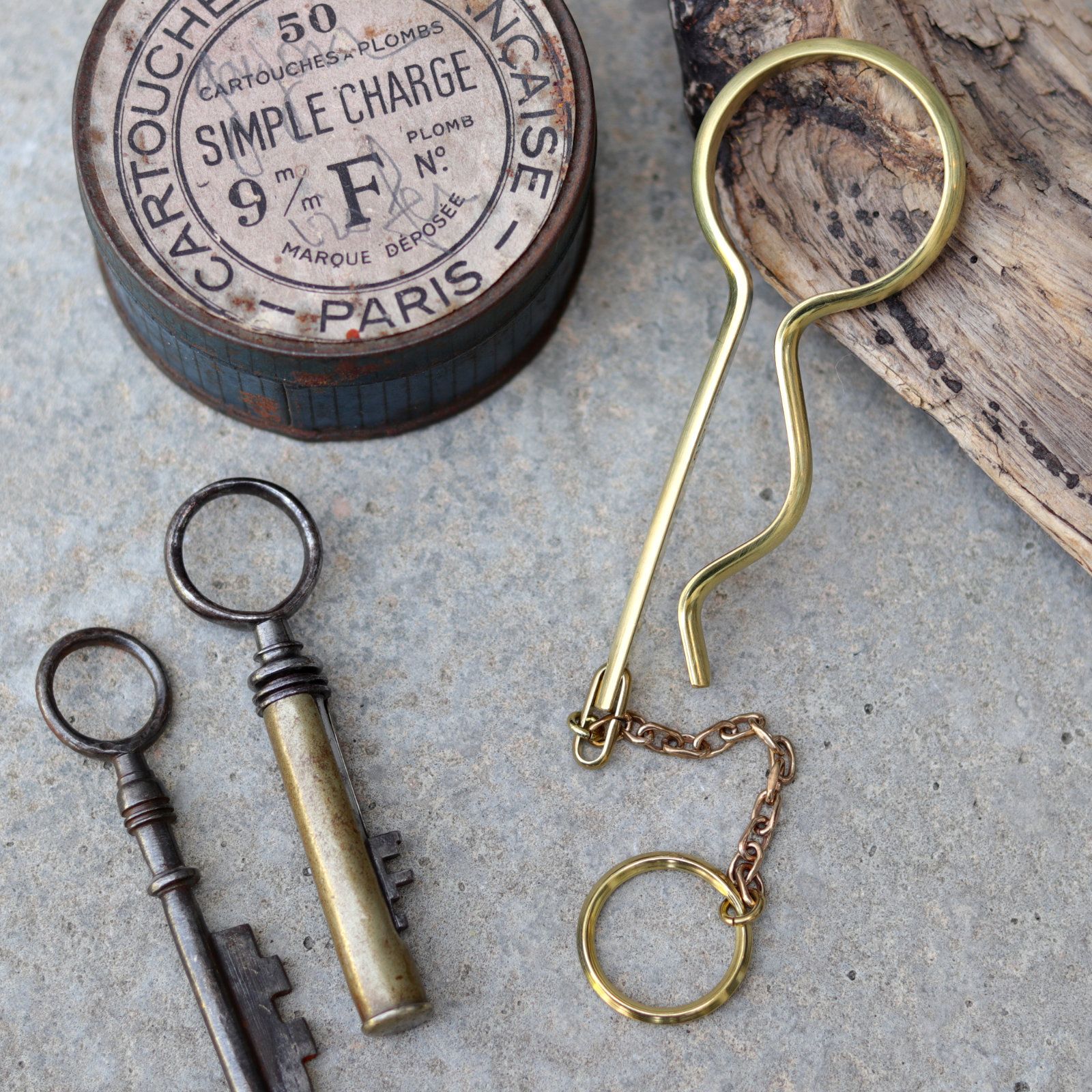 「SHORT SNAP KEY RING」キーリング ナチュラルブラス