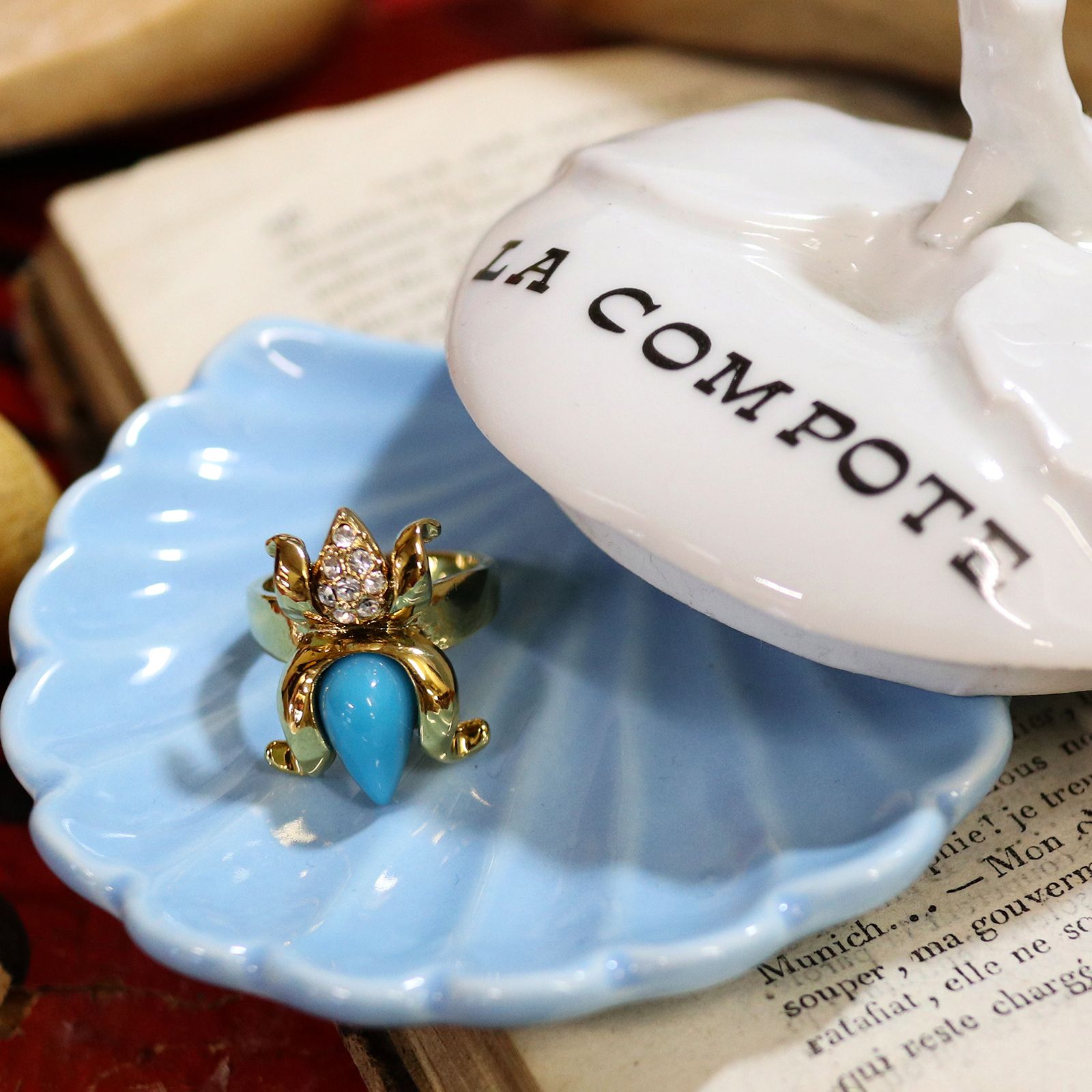 「ターコイズフラワー」デッドストックリング イギリス