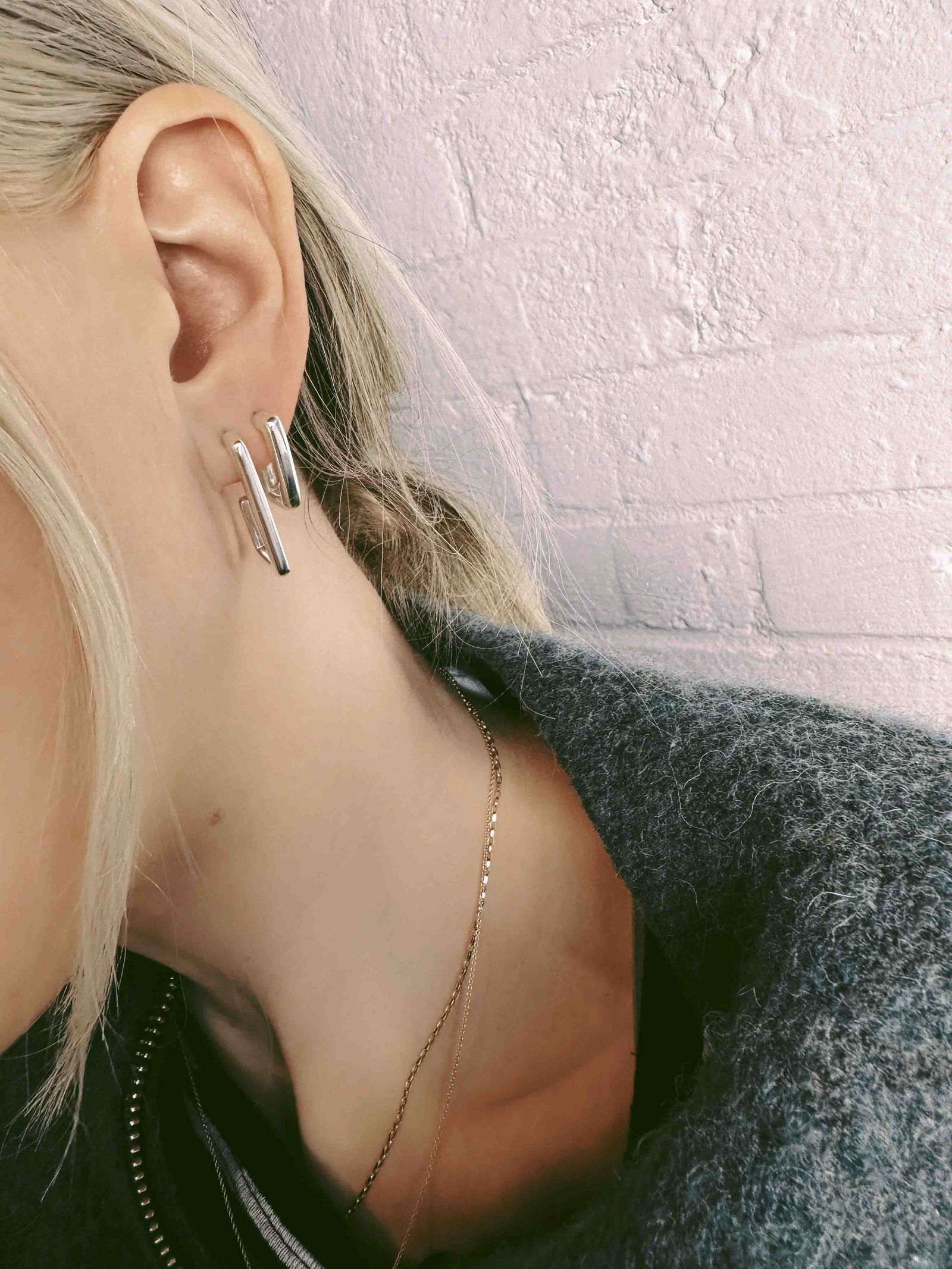 「Small Square Hoop Earring(silver)」ピアス