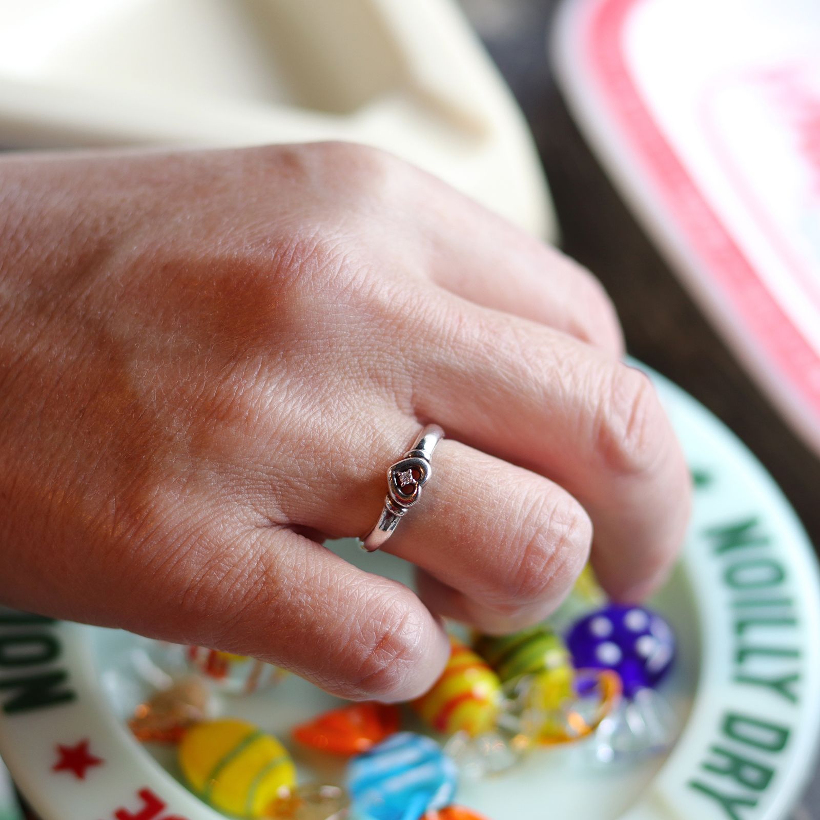 「ダイヤモンド0.02ctハート」リング フランス Courreges silver925