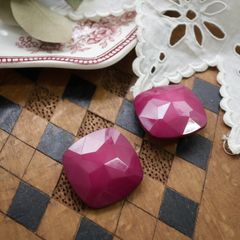 「ヴィンテージトイスクエアplum」イヤリング ベルギー 1950-70s デッドストック