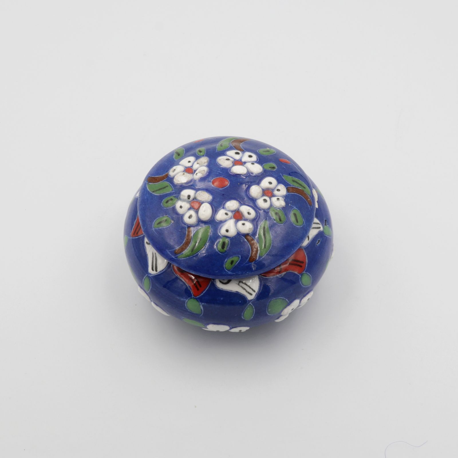 花柄のブルーポット 小物入れ フランス1950s-1960s