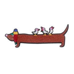 「Dacshund and Sparrows」アイロンパッチ