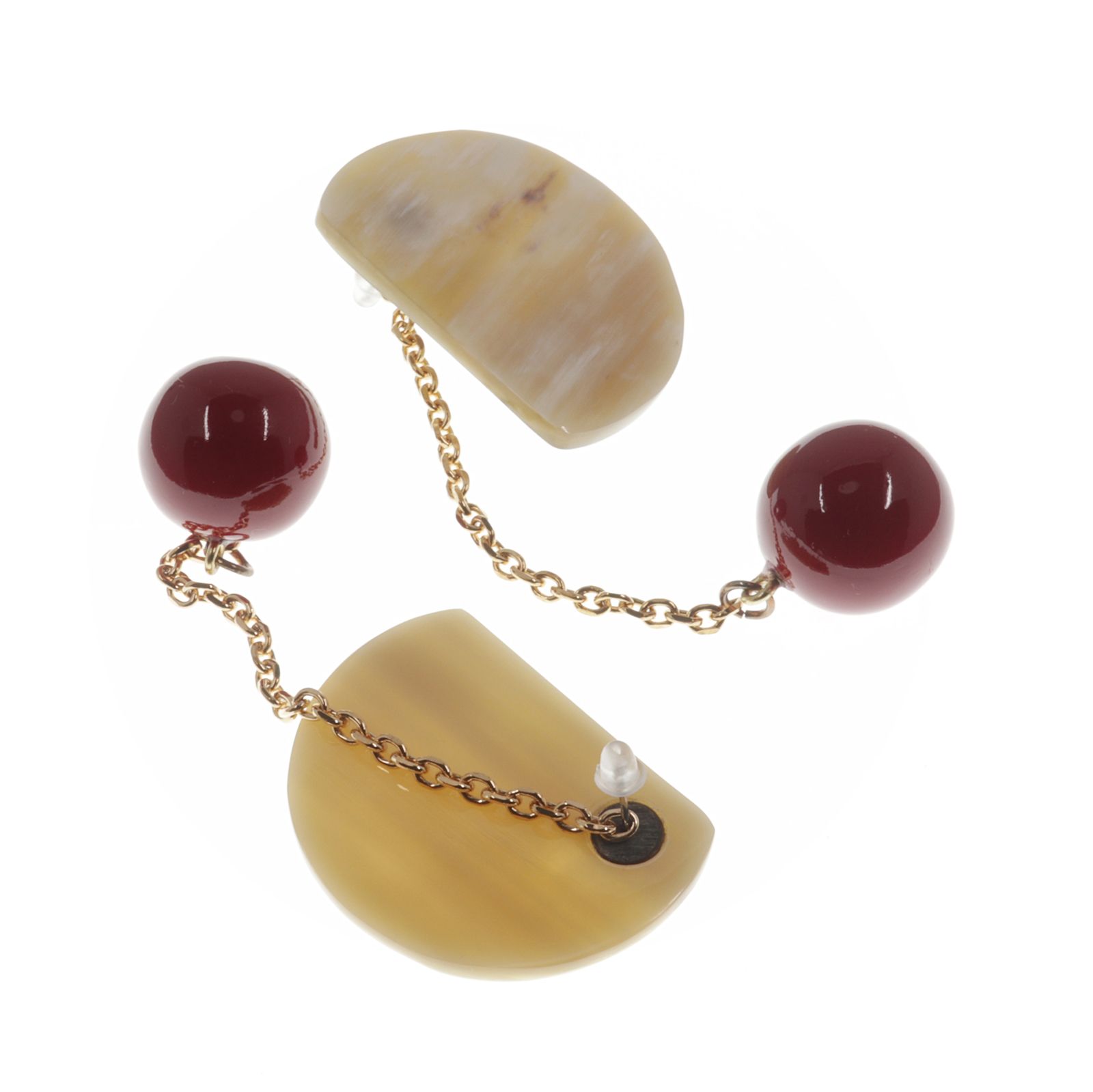 「2パートホーンパスティルス&ブラスドロップス」ピアス