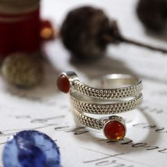 「巻付きカーネリアン」リング シルバー ヨーロッパ