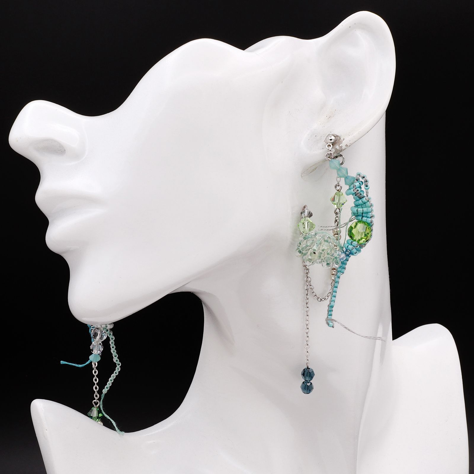「collage スワロ」ピアス グリーン【collection de couleurs de sachikoism】
