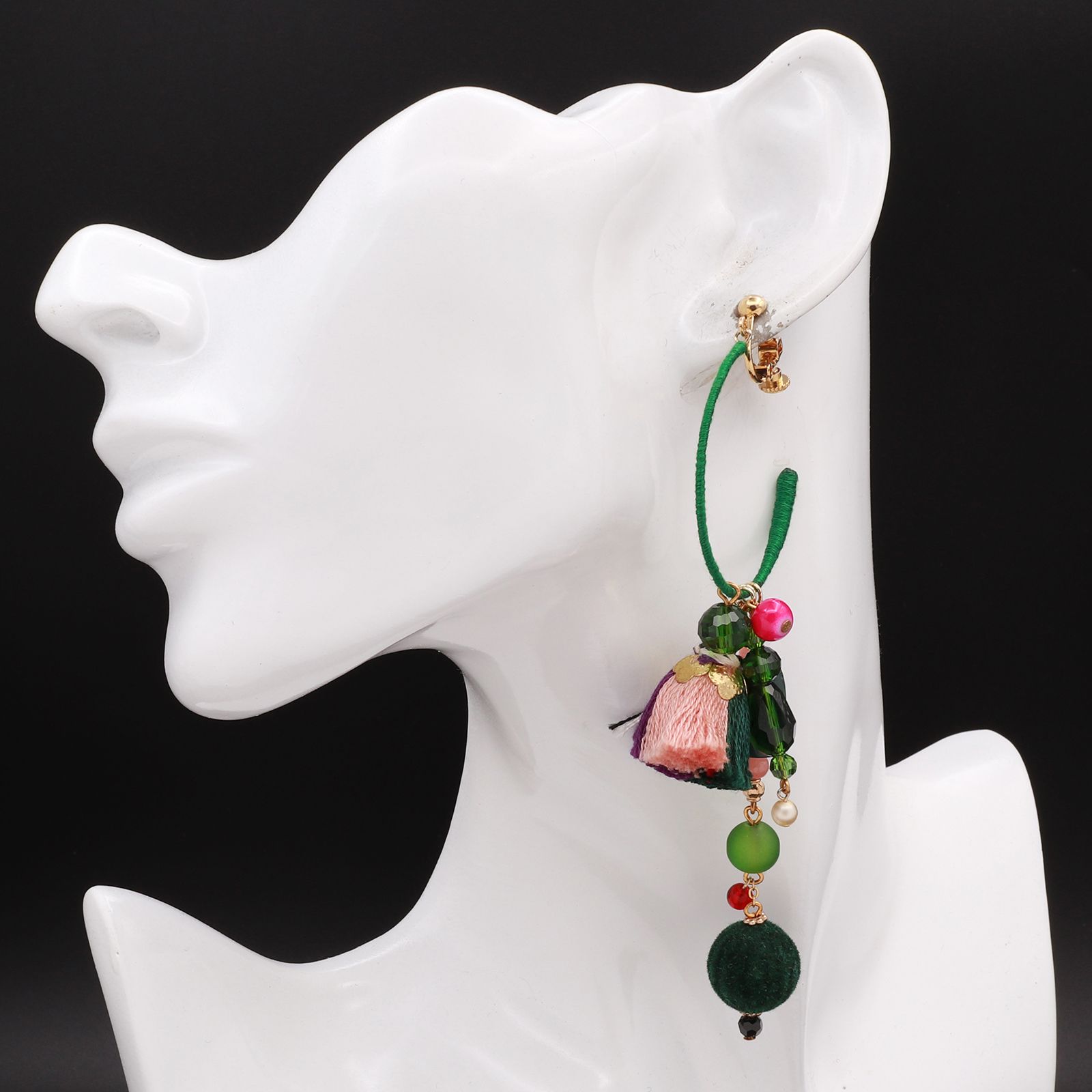 「Pamellah フープ」イヤリング グリーン【collection de couleurs de sachikoism】