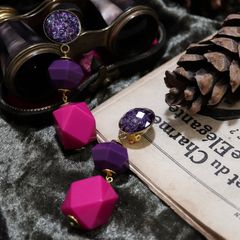 「グリッタークリップ2トーン」イヤリング ピンク×パープル